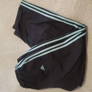 Adidas black and light blue track pants